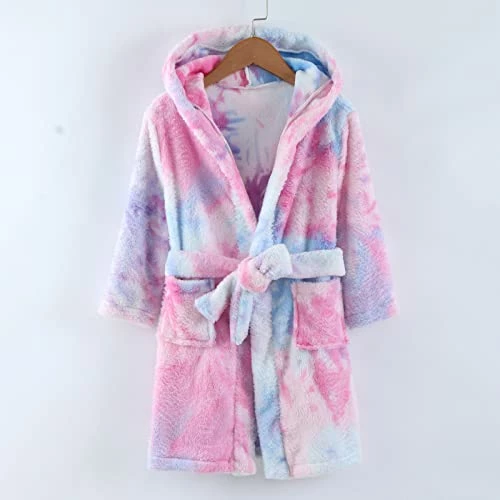 Best deal 🥰 Toddler Kids Baby Boys 👧 Girls Soft Fleece Tie Dye Pajamas Sleepwear Flannel Warm Hooded Towel Bathrobe Robe Outfits Pink 🎁 2 Best deal 🥰 Toddler Kids Baby Boys 👧 Girls Soft Fleece Tie Dye Pajamas Sleepwear Flannel Warm Hooded Towel Bathrobe Robe Outfits Pink 🎁 - Image 2