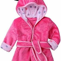 Discount 🔔 Bowknot Hooded Robe Warm Soft Plush Sleepwear Housecoat Rosered 🎉