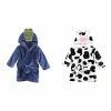 Promo 😉 Hudson Baby Boy Plush Animal Face Bathrobe 2-Pack, Alligator Cow ❤️