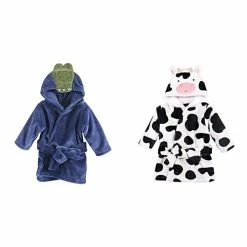 Promo 😉 Hudson Baby Boy Plush Animal Face Bathrobe 2-Pack, Alligator Cow ❤️
