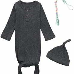 Deals ⌛ MoryGooder Newborn Cotton Nightgowns Neutral Baby Knotted Sleeper Baby Coming Home Outfit Dark Red 🧨 -Sleepwear & Robes Sales 41yBjpfArGL. AC