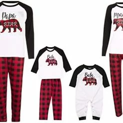 Discount 👏 Holiday Family Pajamas Matching Sets 🎁 Christmas PJs With Mama Bear Printed Romper Plaid Pants Sleepwear 🥰 -Sleepwear & Robes Sales 41z0o bLODL. AC