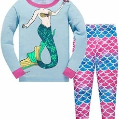 Best reviews of ๐ Little ๐ง Girls Mermaid Pajamas 2 Piece Set 100% Cotton Sleepwear Toddler Clothes For Kids Baby Ladybug Style PJs Size 2-7T E-cute Bunny ๐