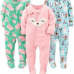 Budget ❤️ Simple Joys By Carter's Toddlers And Baby 👧 Girls' Loose-Fit Flame Resistant Fleece Footed Pajamas, Pack Of 3 Polar Bear/pig/fox 🤩 -Sleepwear & Robes Sales 515eeJQ8jNL. AC