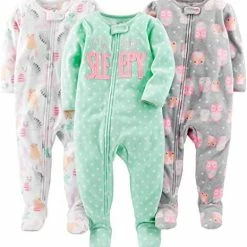 Budget ❤️ Simple Joys By Carter's Toddlers And Baby 👧 Girls' Loose-Fit Flame Resistant Fleece Footed Pajamas, Pack Of 3 Polar Bear/pig/fox 🤩 -Sleepwear & Robes Sales 51AHW9KokTL. AC