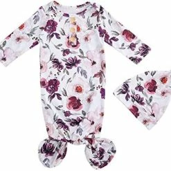 Best deal 🎁 Newborn Infant Baby Girl Boy Floral Print Cotton Sleeper Gown With Headband Outfits X-a Beige 🎉 -Sleepwear & Robes Sales 51JRKg0zcPL. AC