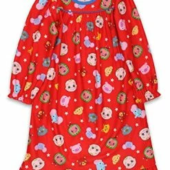 Coupon 🥰 Cocomelon Infant And Toddler 👧 Girls Flannel Granny Gown Nightgown Pajamas Red 😀
