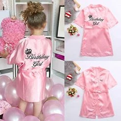 Best reviews of ✨ Kid Toddler Baby Solid 👧 Girls Robes Silk Satin 🥳 Birthday Sleepwear Kimono Bathrobe 👧 Girls Black Long Sleeve (Pink, 100) 🥰