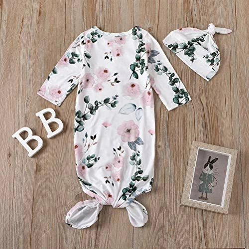 Brand new ๐ Newborn Baby ๐ง Girls Boy Knotted Gown Floral Nightgown Sleeper Gown Swaddle Headband Hat Coming Home Outfit Set Pink โ๏ธ 2 Brand new ๐ Newborn Baby ๐ง Girls Boy Knotted Gown Floral Nightgown Sleeper Gown Swaddle Headband Hat Coming Home Outfit Set Pink โ๏ธ - Image 2