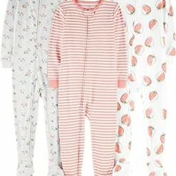 Top 10 🔥 Simple Joys By Carter's Toddlers And Baby 👧 Girls' Snug-Fit Footed Cotton Pajamas, Pack Of 3 Sweets/floral/kitten 👏