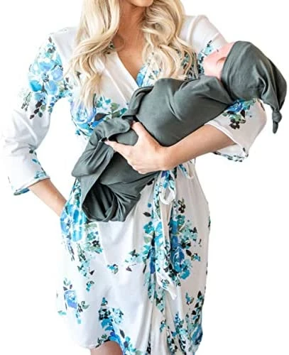 Best deal 🛒 DOUBLE THE SPRINKLES Maternity Robe And Matching Baby Set Hospital Labor Delivery Robe And Swaddle Set Maddison + Green Swaddle Set 🎉 6 Best deal 🛒 DOUBLE THE SPRINKLES Maternity Robe And Matching Baby Set Hospital Labor Delivery Robe And Swaddle Set Maddison + Green Swaddle Set 🎉 - Image 6