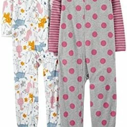 Promo 👍 Simple Joys By Carter's Babies, Toddlers, And 👧 Girls' Loose-Fit Fleece Footed Pajamas, Pack Of 2 Rainbow/panda 🛒 -Sleepwear & Robes Sales 51UhtPzcTfL. AC
