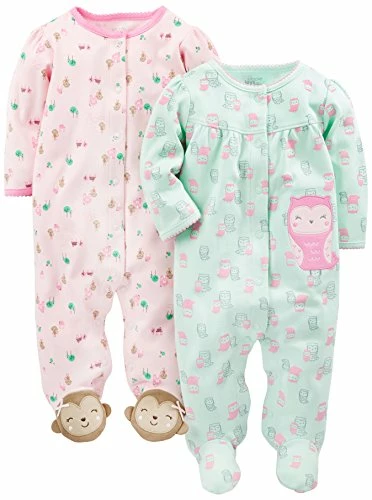 Best deal 🥰 Simple Joys By Carter's Baby 👧 Girls' Cotton Snap Footed Sleep And Play, Pack Of 2 Pink, Animal/dots 💯 1 Best deal 🥰 Simple Joys By Carter's Baby 👧 Girls' Cotton Snap Footed Sleep And Play, Pack Of 2 Pink, Animal/dots 💯