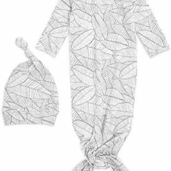 Discount 💯 Aden + Anais Comfort Knit Knotted Newborn Baby Gown And Hat, 2 Piece Set, 0-3 Months Perennial 🧨 -Sleepwear & Robes Sales 51Yz HcxyCL. AC