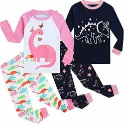 Best Pirce 😍 Girls Dinosaur Pajamas Long Sleeve Unicorn Sleepwear Pajama Cute Princess Pjs For Toddler Clothes 2-7 Years 5# 4pcs-dinosaur Girl Sets 💯 -Sleepwear & Robes Sales 51ap9uVIVDL. AC