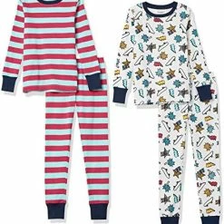 Outlet 🎁 Amazon Essentials Unisex Babies, Toddlers And Kids' Snug-Fit Cotton Pajama Sleepwear Sets Happy Camper 🔔 -Sleepwear & Robes Sales 51arlanrsPL. AC