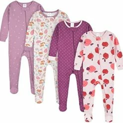 Best Sale 🤩 Gerber Baby 👧 Girls' 4-Pack Footed Pajamas Roses And Fox 😉 -Sleepwear & Robes Sales 51b7Q1JOiUL. AC