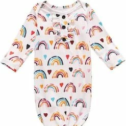 Buy ⭐ Baby Knotted Sleeper Gown Unisex Boys 👧 Girls Sleepsuits With Mitten Cuffs And Matching Hat Baby Coming Home Outfit Tie-dye Color 1 🌟 -Sleepwear & Robes Sales 51dfPdu UlL. AC