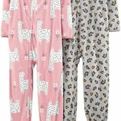 Promo 👍 Simple Joys By Carter's Babies, Toddlers, And 👧 Girls' Loose-Fit Fleece Footed Pajamas, Pack Of 2 Rainbow/panda 🛒 -Sleepwear & Robes Sales 51eh3Y7lHcL. AC
