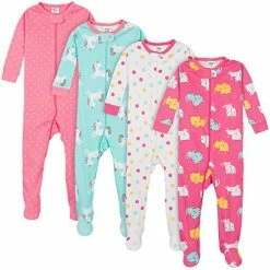 Best Sale 🤩 Gerber Baby 👧 Girls' 4-Pack Footed Pajamas Roses And Fox 😉 -Sleepwear & Robes Sales 51hobDqv hL. AC