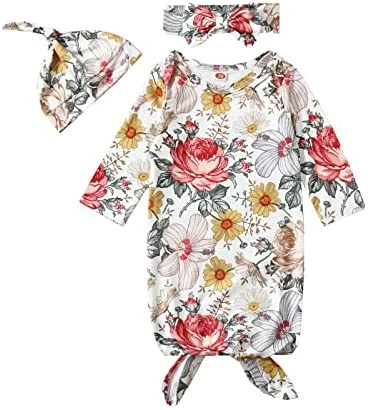 Brand new ๐ Newborn Baby ๐ง Girls Boy Knotted Gown Floral Nightgown Sleeper Gown Swaddle Headband Hat Coming Home Outfit Set Pink โ๏ธ 15 Brand new ๐ Newborn Baby ๐ง Girls Boy Knotted Gown Floral Nightgown Sleeper Gown Swaddle Headband Hat Coming Home Outfit Set Pink โ๏ธ - Image 15