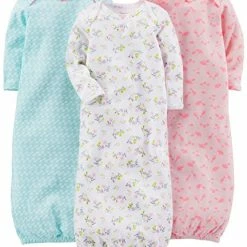 Best deal ✨ Simple Joys By Carter's Baby 👧 Girls' Cotton Sleeper Gown, Pack Of 3 Light Pink/white, Elephants 🧨
