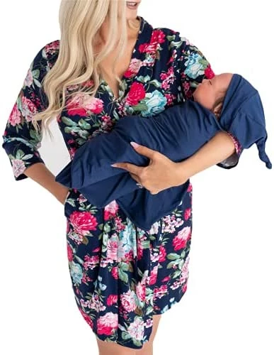 Best deal 🛒 DOUBLE THE SPRINKLES Maternity Robe And Matching Baby Set Hospital Labor Delivery Robe And Swaddle Set Maddison + Green Swaddle Set 🎉 14 Best deal 🛒 DOUBLE THE SPRINKLES Maternity Robe And Matching Baby Set Hospital Labor Delivery Robe And Swaddle Set Maddison + Green Swaddle Set 🎉 - Image 14