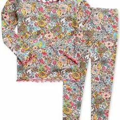 Budget 🛒 VAENAIT BABY 6M-12Y Kids Unisex 👧 Girls & Boys Soft Comfy Modal Tencel Shirring Sleepwear Pajamas 2pcs Set A-11-ivory 😀 -Sleepwear & Robes Sales 61I6OhzTnSL. AC