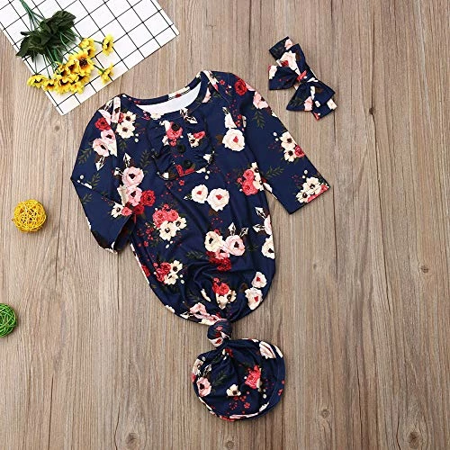Cheap 🔔 Newborn Baby Long Sleeve Knotted Floral New Coming Home Outfit Toddler Clothes Aa1 Blue 😍 2 Cheap 🔔 Newborn Baby Long Sleeve Knotted Floral New Coming Home Outfit Toddler Clothes Aa1 Blue 😍 - Image 2