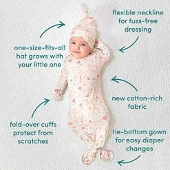 Discount 💯 Aden + Anais Comfort Knit Knotted Newborn Baby Gown And Hat, 2 Piece Set, 0-3 Months Perennial 🧨 -Sleepwear & Robes Sales 61xwGd4z00L